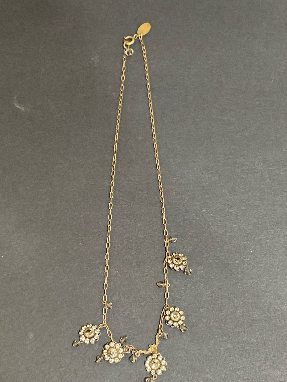 Vintage Liz Palacios San Francisco Swarovski crystal flower station necklace